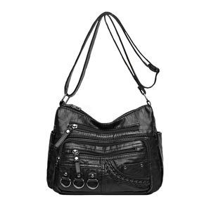 Leather Handbag Multi-Pocket Crossbody Bag Waterproof Hobo Shoulder T_T